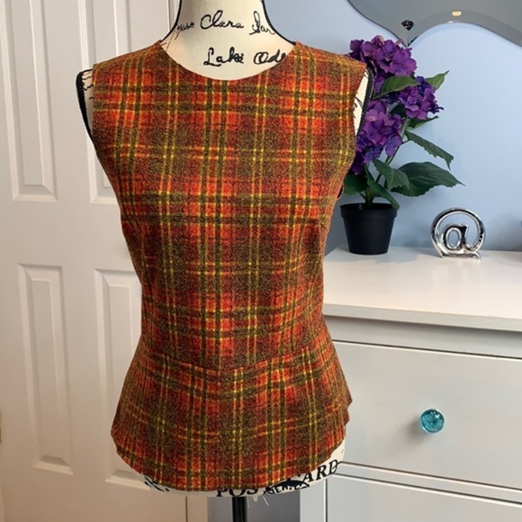 Zara Plaid Peplum HemTank Blouse NWT - Picture 2 of 8